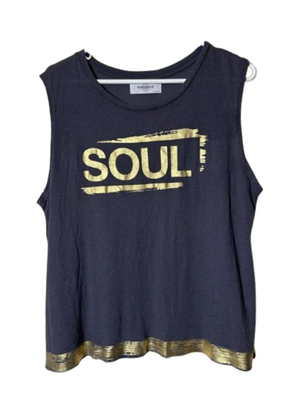 Soulcycle gray gold accent sleeveless flowy tank top womens M